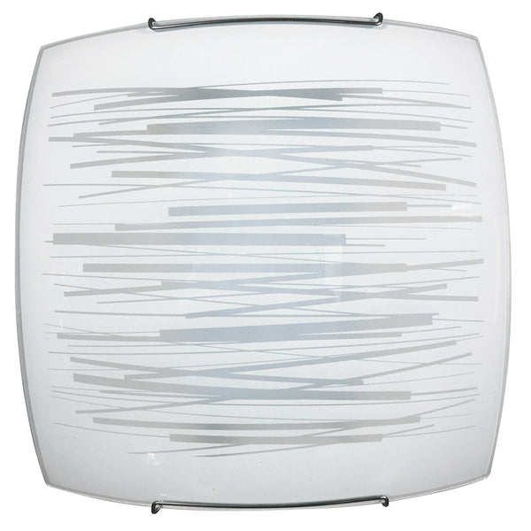 Deckenleuchte 1xE27 Haken Chrom Glasplatte Weiß Verzierte Horizontale Linien E-Energy Manuela online
