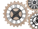 Orologio da Muro 3 Ingranaggi 93x3x74 cm in Ferro e MDF Marrone