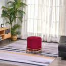 Pouf Imbottito Rotondo in Velluto Ø43 cm  Rosso