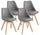 Set mit 4 Tommy Grey Stühlen 52x48,5x82 cm in Kunstleder und Buchenholz
