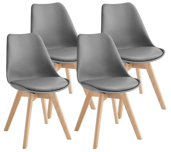 acquista Set mit 4 Tommy Grey Stühlen 52x48,5x82 cm in Kunstleder und Buchenholz