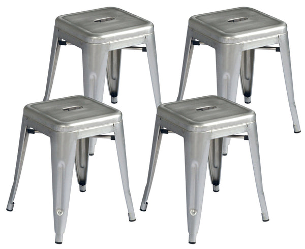 Set mit 4 stapelbaren Hockern 39 x 39 x 46 cm aus silberverzinktem Blech online