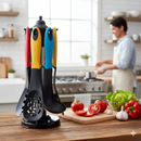 Set 6 Mestoli da Cucina per Uso Alimentare Resistenti al Calore con Supporto Multicolor