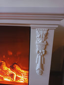 Camino Elettrico da Pavimento 60x180x33 cm Effetto Fiamma 1500W Skyline Bianco