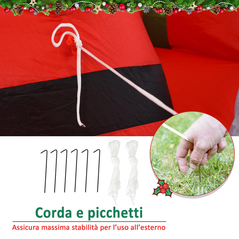 Babbo Natale Gonfiabile 310x78x148 cm con Luci LED Slitta e Renna per Esterno 