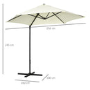 Ombrellone da Giardino a Sbalzo Ø256x245 cm con Rotazione a 360 Beige   