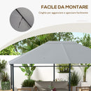 Tetto di Ricambio 4x3 m per Gazebo Anti UV con Presa d'Aria in Poliestere Grigio Chiaro      