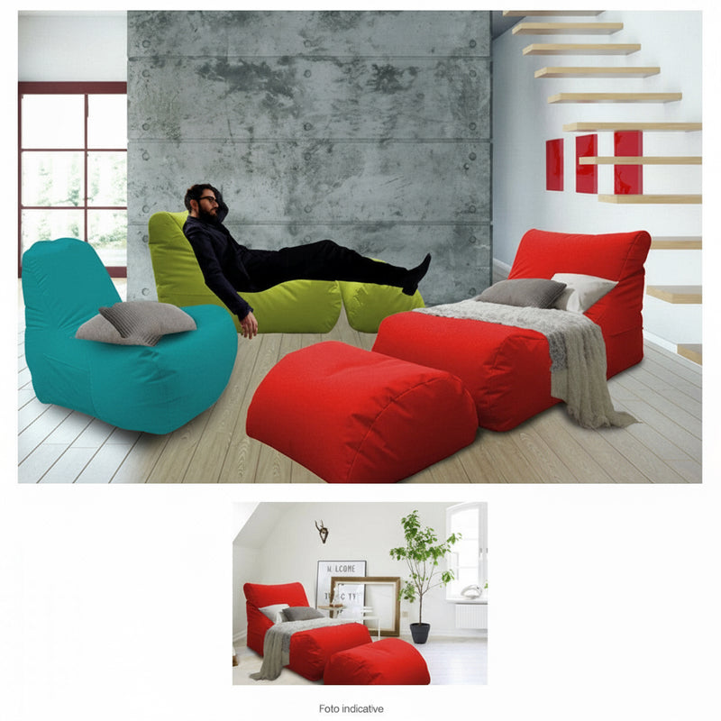 Poltrona Pouf Chaise Longue con Poggiapiedi in Poliestere Nera Avalli