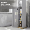 Mobile Bagno Stretto Salvaspazio 20x20x80 cm con Porta Carta Igienica Ripiani Regolabili in MDF Bianco      