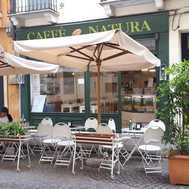 Ombrellone da Giardino 2,5x3,5 m Palo Ø57 mm in Legno Telo in Acrilico Ecrù