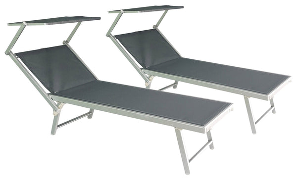 online Set mit 2 Garten-Sonnenliegen aus grauem Vandi-Aluminium