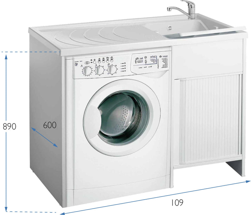 Lavatoio e Coprilavatrice in PVC 109x60x89 cm Forlani Esterni Roc Lato Destro