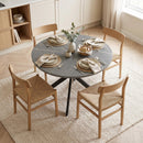 Tavolo Pranzo Allungabile 4-6 Posti 135x100x75 cm con Prolunga a Farfalla e Base a X in MDF e Acciaio Marmo Nero      