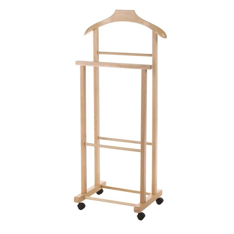 Indossatore in legno 43x33x105 cm faggio 2 montanti 4 ruote Marrone chiaro