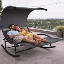 Dondolo Lounge Letto Matrimoniale da Giardino Basculante con Tettoia in Acciaio e Textilene Grigio      