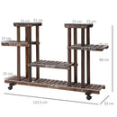 Scaffale Portavasi 4 Livelli 123,5x33x80 cm in Legno Carbonizzato