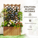 Letto per Orto Rialzato con Traliccio per Rampicanti e Pergola Superiore 64x33x122 cm in Legno di Abete    