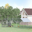 Pollaio Gabbia per Galline 600x303,5x195 cm in Metallo con Copertura in Tessuto Oxford Argento