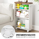 Carrello Portaoggetti Salvaspazio 50x16x80 cm per Cucina Bagno con Ruote Bianco