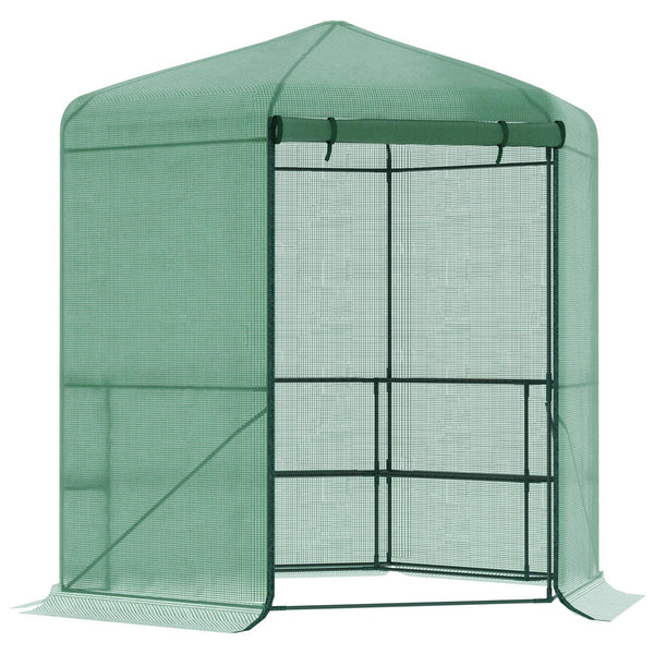 Gartengewächshaus 3 Regale 225 x 194 x 215 cm aus Stahl und grünem Polyethylen prezzo