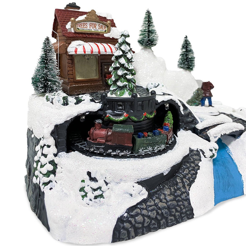 Villaggio Natalizio 24x16x17 cm con treno Luci Suoni e Movimento