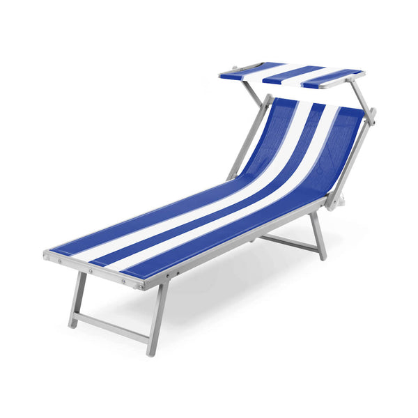 acquista Strandliege aus Textilene mit Taddei Rimini Sonnenschirm in Weiß und Blau