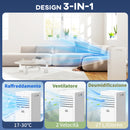 Condizionatore Portatile 3 in 1 con Deumidificatore 29,2x32x71 cm Timer 24 Ore e Telecomando in Plastica ABS Bianco  