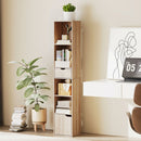 Scaffale Libreria 30x24x158 cm a 4 Ripiani Aperti con Armadietto e Cassetto Color Legno      