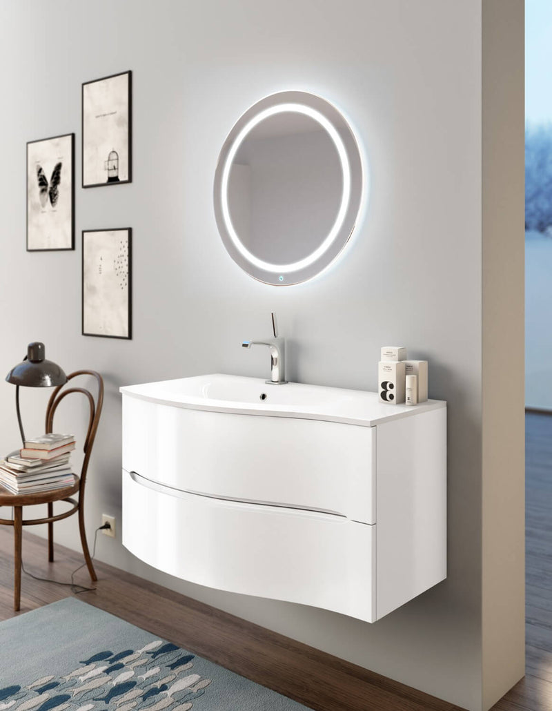 Mobile Bagno Sospeso 91,5cm TFT Swing Bianco Cromato 3S