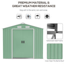 Casetta Box da Giardino 213x130x185 cm con Porte Scorrevoli in Acciaio Verde