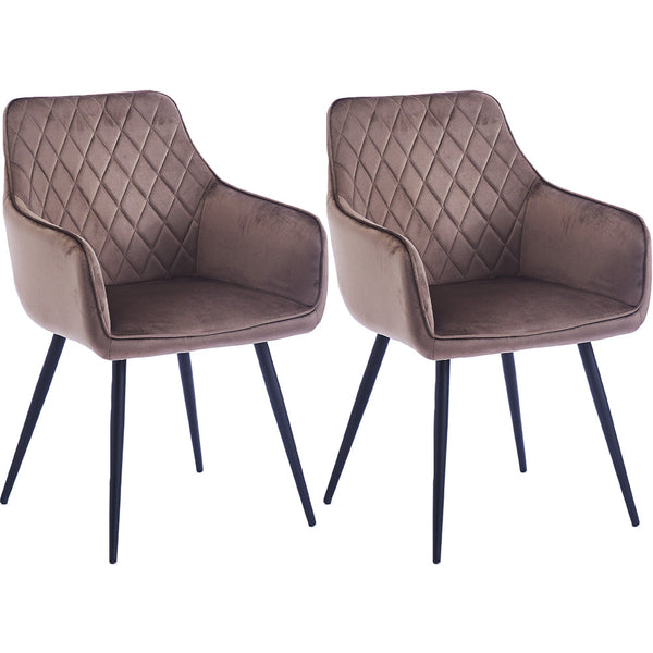 Set 2 Sedie da Pranzo in Velluto Marrone Ergonomica Poltrona Sedia Ufficio Casa prezzo