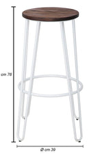 Set 2 Sgabelli Ø39x76 cm Detroit in Legno e Ferro Bianco