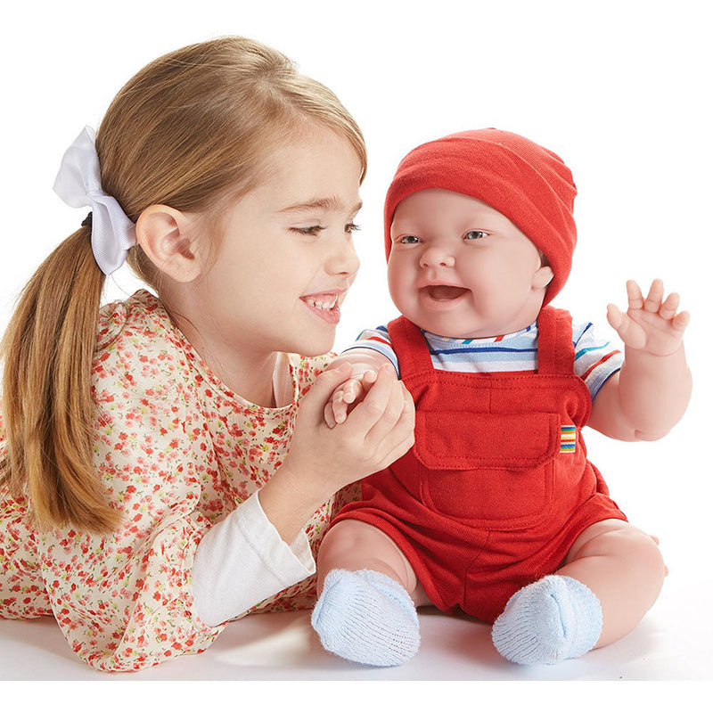 Bambola Bebè Neonato con Salopette Rossa 46cm JC Toys