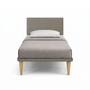 Letto Singolo con Rete Rivestita Similpelle Cappuccino Tessis Testata Square Varie Misure