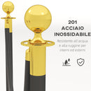 Colonnine Segnapercorso con Corda Vellutata Base Riempibile in Acciaio Inox Ø32x96 cm Nero e Oro 