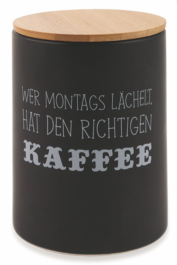 online Kaffeedose mit Schriftzug Ø10x15 cm in Dolomite mit Bambusdeckel Villa d'Este Home Tivoli