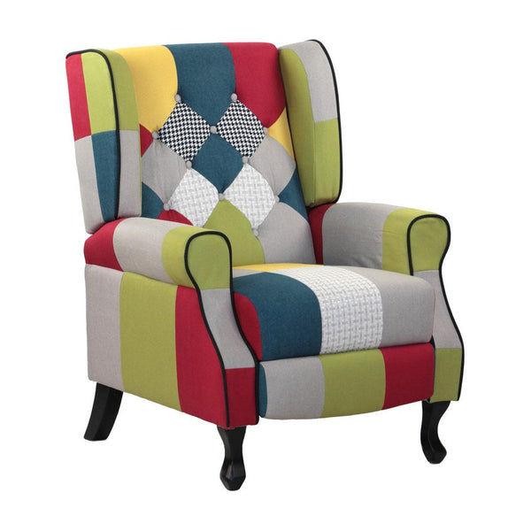Poltrona Relax Reclinabile 76,5x73x47 cm Push Back in Tessuto Patchwork acquista