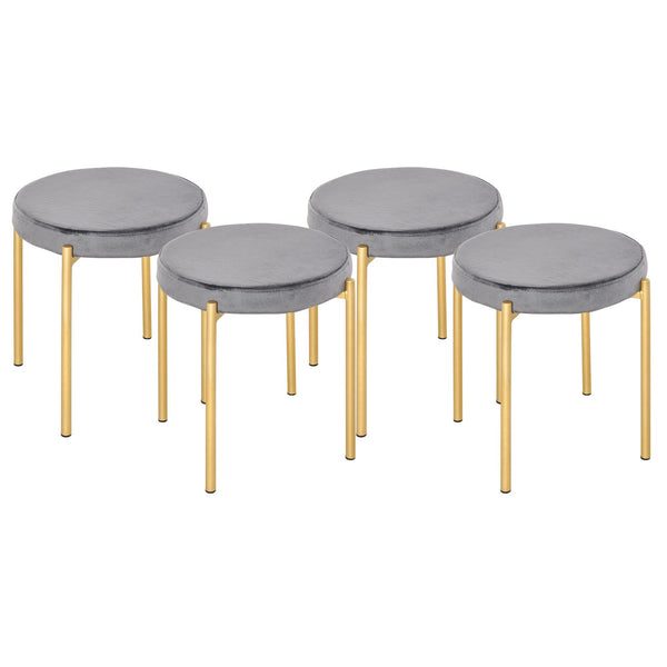 sconto Set mit 4 gepolsterten Hockern Ø41,5x46 cm aus goldfarbenem und grauem samtigem Polyester