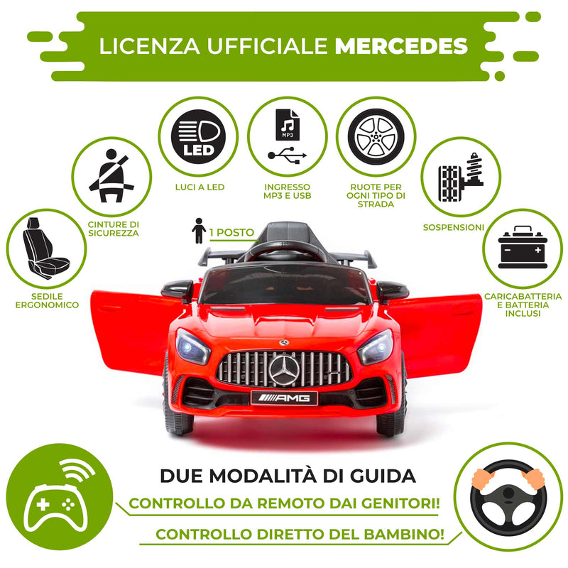 Macchina Elettrica per Bambini 12V con Licenza Mercedes GTR Small AMG Rossa