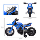 Moto Elettrica per Bambini 3-8 Anni con 12V Doppi Motori Rotelle e Clacson 3 km/h Capacità 30kg Blu      