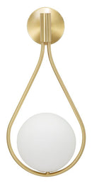 Lampada da Muro Glamy Drop 24x20x52 cm in Ferro e Vetro Oro e Bianco