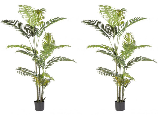 sconto Set 2 Piante Artificiali di Kenzia Ø100x180 cm in Plastica con Vasi Verde