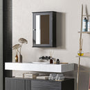 Mobile da Bagno Pensile con Specchio e Anta a Chiusura Magnetica 41x14x60 cm Nero      