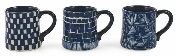 Set 3 Tassen aus Steingut Villa d'Este Home Tivoli Masai Blu Tasse groß prezzo