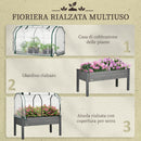 Letto per Orto con Serra da Giardino 121x55x117 cm Portapiante da Esterno in Legno e PE Grigio Scuro      