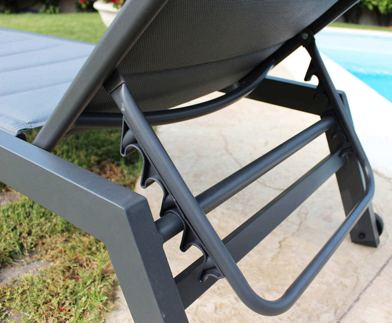 Lettino Prendisole da Giardino Formentera Impilabile 198x61x34/95 h cm in Alluminio Antracite