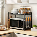 Mensola Porta Microonde Estensibile a 2 Livelli 39,5-64x32x47,5 cm in Metallo Nero   
