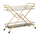 Carrello Glam Piramid 90x40x80 cm in Ferro e Specchio e MDF Oro e Nero
