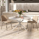 Tavolo da Pranzo Rotondo Stile Industriale Ø120x75 cm con Piano in Truciolare e Gambe a Croce in Acciaio Bianco      