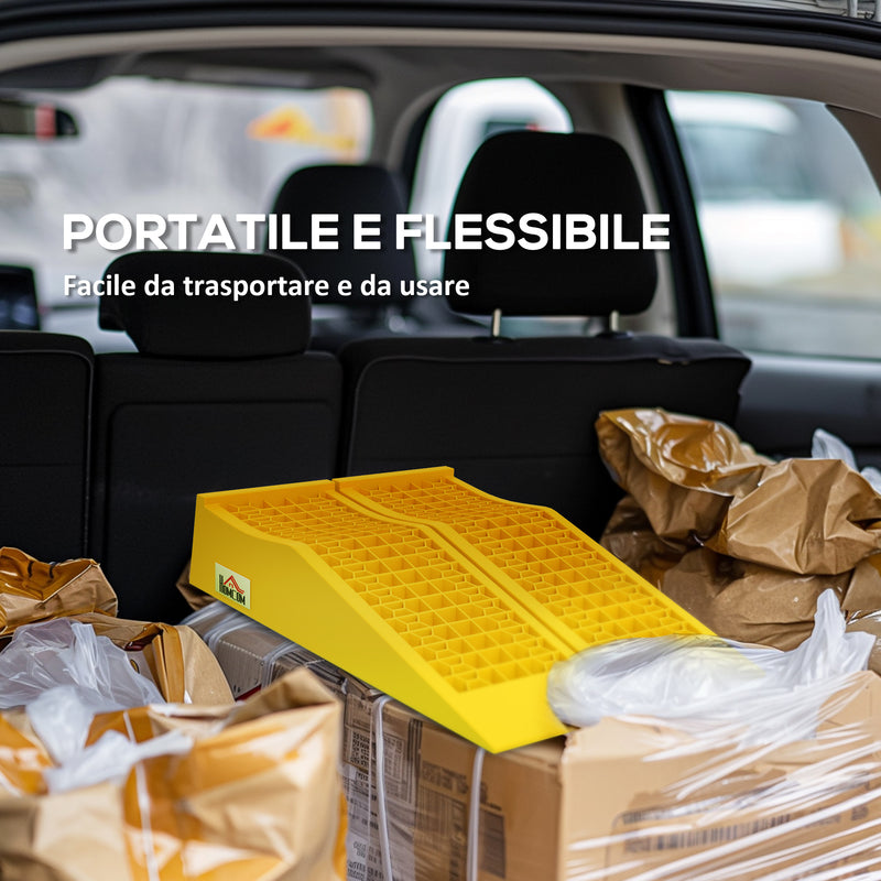Set 2 Rampe di Carico Auto in Plastica 3 Tonnellate Antiscivolo Giallo      